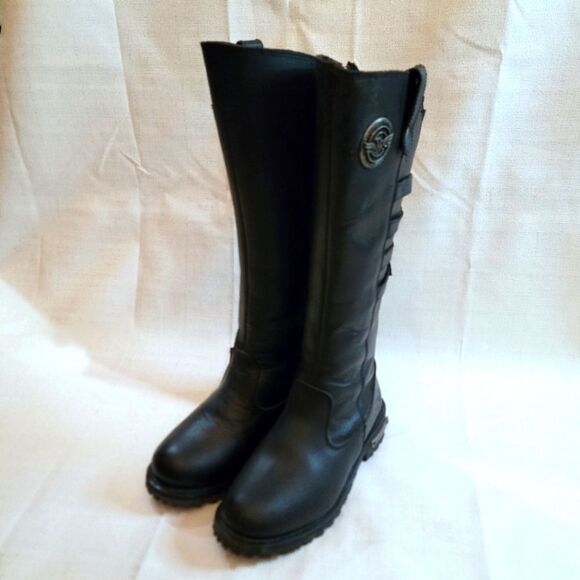 Milwaukee Leather Black 15 inch High Rise Leather Riding Boots Size 7 - Picture 1 of 13
